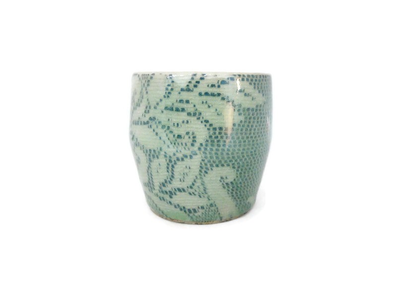 Celadon Tea cup with Lace Design