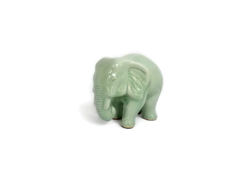 Celadon Ceramic Elephant Mug in Green from Thailand (10 oz.) - Elephant  Handle in Green